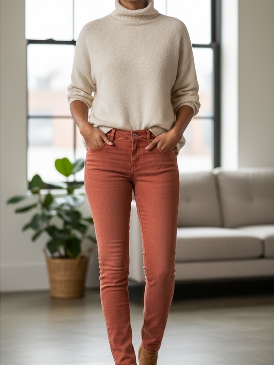 Level 99 Denim - Level 99 High-Rise Skinny Jeans in Rust